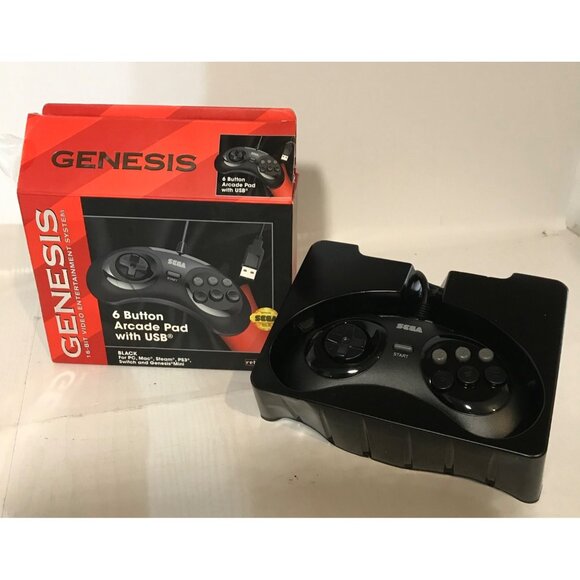 SEGA Genesis 16 Bit 6 Button Controller USB PC Mac Steam PS3 Switch Genesis Mini - Picture 2 of 5